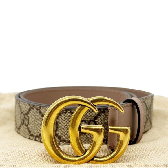 Gucci  Marmont GG Supreme Leather Belt Beige 625839 Size 75.30 main image 8